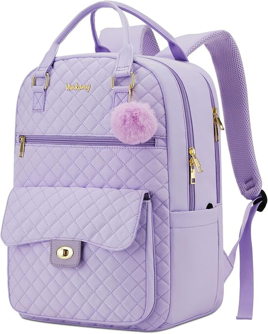Cute Backpacks for Girls, Big Student Laptop Bag for College Women Middle High School Teens Designer Bookbag Purse Daypack Travel, Purple