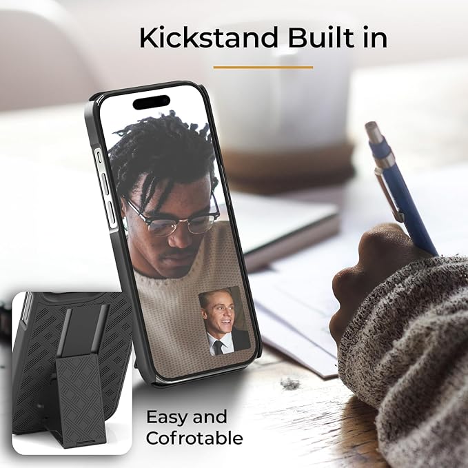MOTIVE iPhone 14 Pro Holster Case, Belt Clip Shell Combo, Slim Rugged Drop Shockproof Protective Cover with Kickstand (6.1" Pro) | Ranger Series