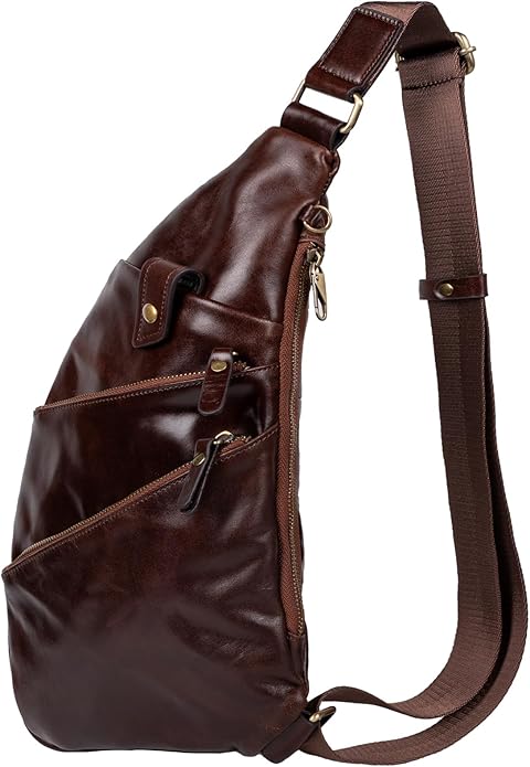 Leather Sling Bag Crossbody Backpack for Men - Crossbody Bag - Messenger Bag for Men and Women