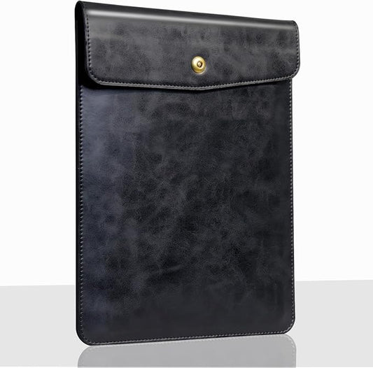 Genuine Leather Laptop Sleeve Compatible with MacBook Pro 14 Inch M4 M3 M2 Pro/Max 2023 & M1 Case,Slim and Durable Waterproof Vertical Laptops Bag for 14 Inch Notebook Computer Cover,Black