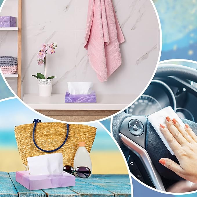Yinder 24 Packs 960 Sheets Tissue Cube Car Facial Boxes Disposable Facial Travel Tissues Holder Soft Watercolor Boxes 2 Ply 40 Sheets for Wedding Household Car Kitchen Bathroom(Stylish)