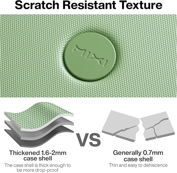 mixi Upgrade Luggage Suitcases with Spinner Wheels, Large Hardside Rolling Suitcase PC with TSA Lock Travel Case 26in Checked in, Fine Grid Avocado Green