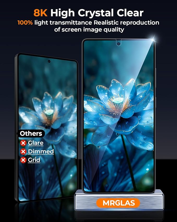 MRGLAS 2+2 Packs for Samsung Galaxy S25 Edge Screen Protector 6.7'' with Camera Lens Protector [Auto-Dust Removal] [100% Fingerprint Unlock] HD 9H Tempered Glass 10X Military Protection, Zero-Bubble