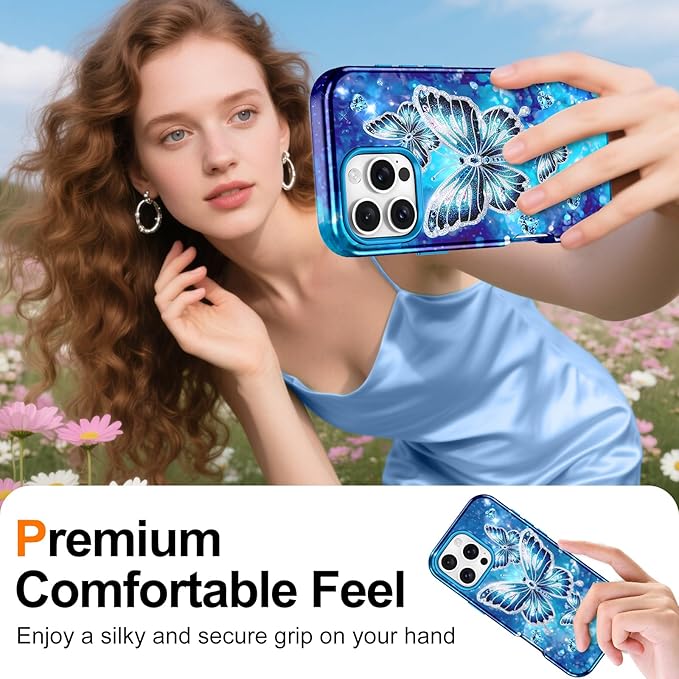 Btscase for iPhone 16 Pro Max Case [Compatible with Magsafe] [Military-Grade Drop Protection] Slim Anti-Scratch Smooth Touch TPU Bumper Shockproof Magnetic Phone Case for Women Girls Men, Cyan