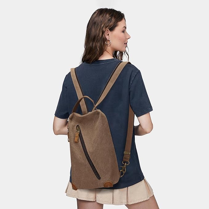KL928 Canvas Sling Bag crossbody Bags Small Backpack Pack Travel Purse convertible purses for Women Men