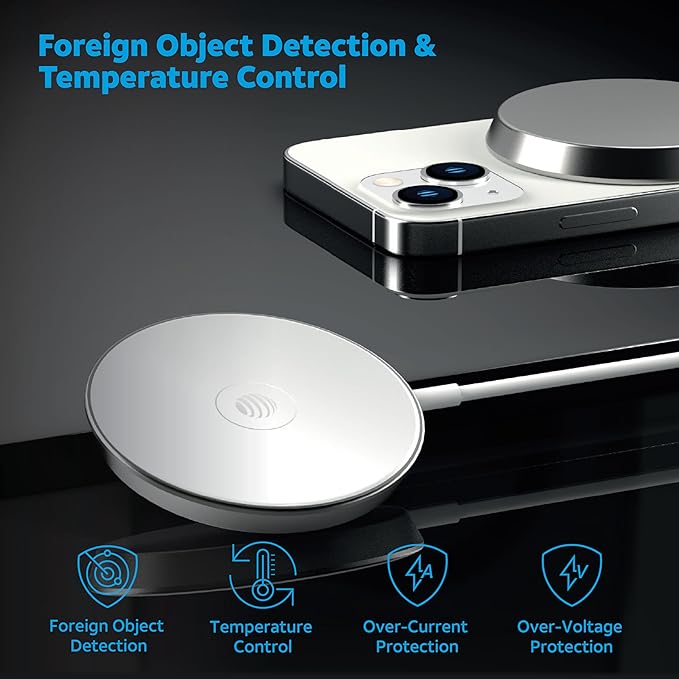 AT&T Professional Series 15W Wireless Charging Pad White Premium Magnetic Fast Charging Universal Device Compatibility Qi Certified Technology