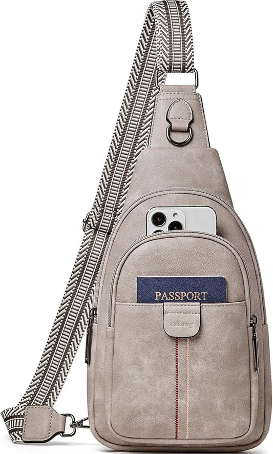 Womens Sling Bag Crossbody Bags for Women Vegan Leather Sling Backpack Daypack Fanny Pack Crossbody Purse Travel