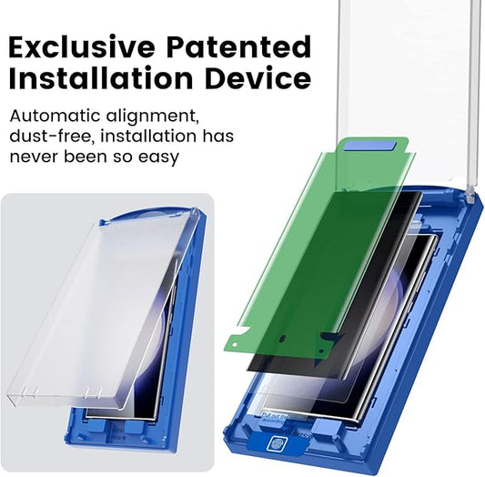 MOHAVE 2 Pack [Auto Alignment/Dust Removal] Privacy Screen Protector for SAMSUNG Galaxy S23 Ultra 5G 6.8″, 3D Curved Anti Spy Private Film, 7H Hybrid Material, 100% Ultrasonic Fingerprint ID