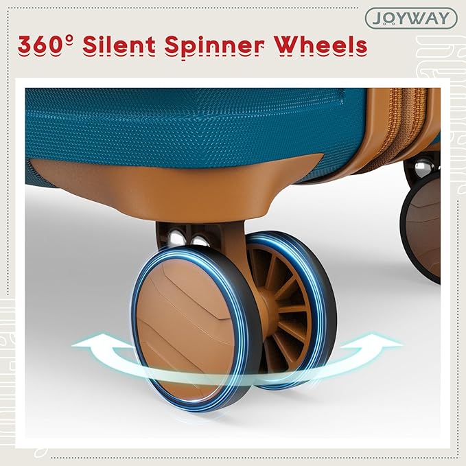 Joyway Expandable 24 Inch Luggage with Spinner Wheels, Lightweight Hard Shell Medium Checked Suitcase, 3 Piece Luggage Sets with TSA Lock, Blue