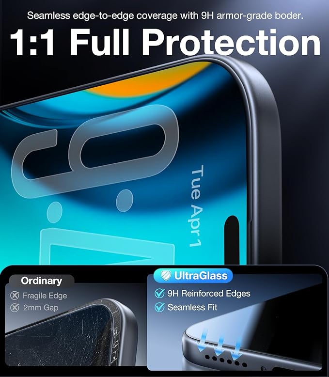 UltraGlass TOP 9H+ Armor for iPhone 17 Pro Max Privacy Screen Protector [NO.1 Military Grade Shatterproof] Privacy Screen iPhone 17 Pro Max Tempered Glass [100% Anti-Spy] Longest Durable, 2 Pack
