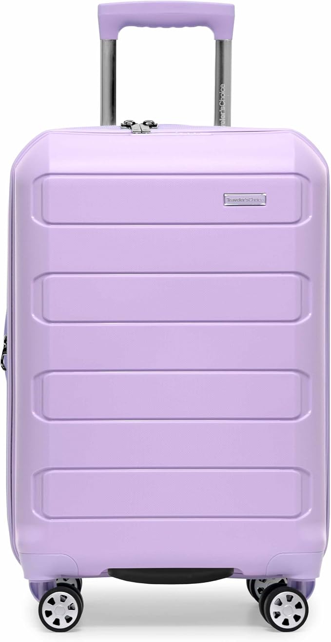 Traveler's Choice Pagosa Indestructible Hardshell Expandable Spinner Luggage, Lavender, 2-Piece Set (22/26)