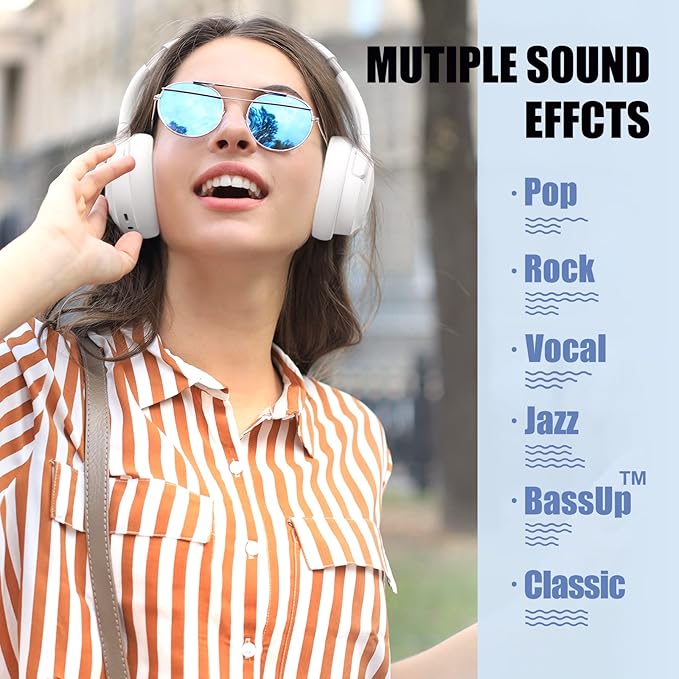BERIBES Bluetooth Headphones Over Ear, 65H Playtime and 6 EQ Music Modes Wireless Headphones with Microphone, HiFi Stereo Foldable Lightweight Headsets, Deep Bass for Home Office Cellphone PC Ect.