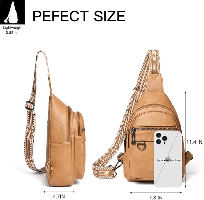 7L Sling Bag for Women Men Vegan Leather Crossbody Bags Fanny Pack Purse Backpack Over Shoulder Bag Travel Anti Theft