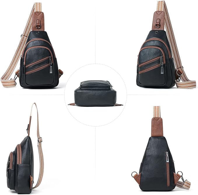 Sling Bag for Women Crossbody Purse Leather Crossbody Bag Fanny Pack Chest Pack for Travel Everyday Vacation