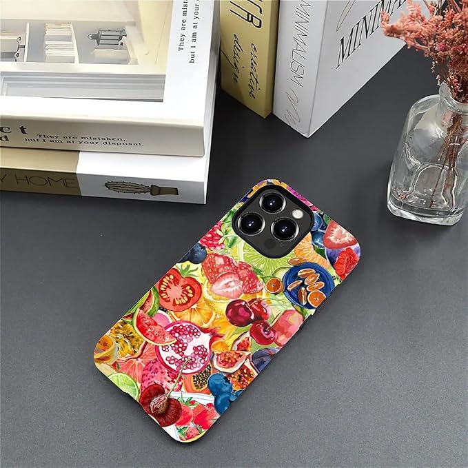 Case for iPhone 15 Pro Max,Summer Fruit Collage for Woman Men Full Body Protective Cover Shockproof 2 in 1 Silicone + Hard PC Case for iPhone 15 Pro Max
