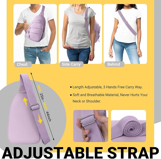 Crossbody Bags for Women, Sling Bag for Men, Small Hiking Backpack Anti Theft Lightweight for Outdoors Travel （M, Violet）