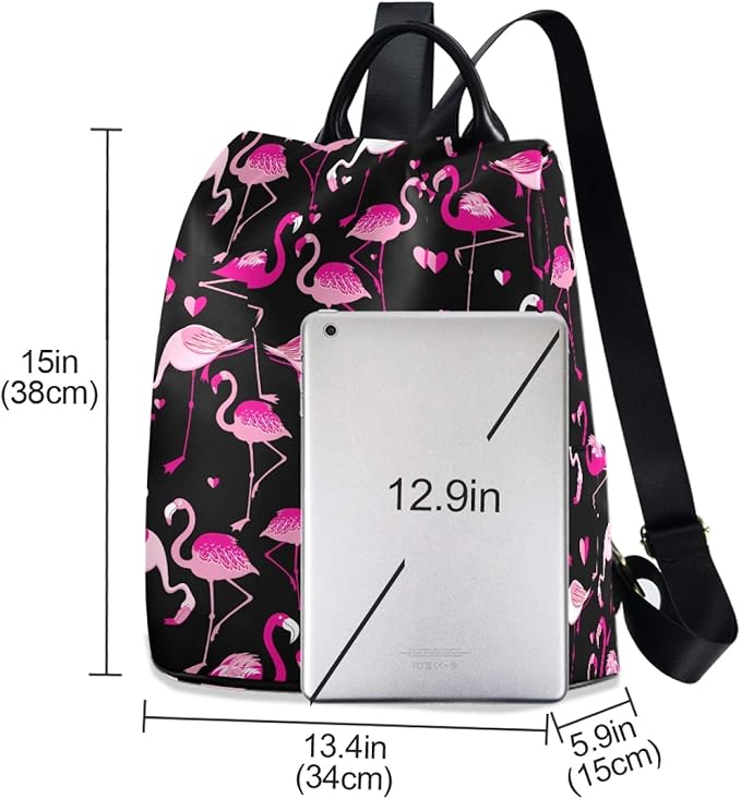 ALAZA Pink Flamingo Animal Backpack Purse for Women Anti Theft Fashion Back Pack Shoulder Bag