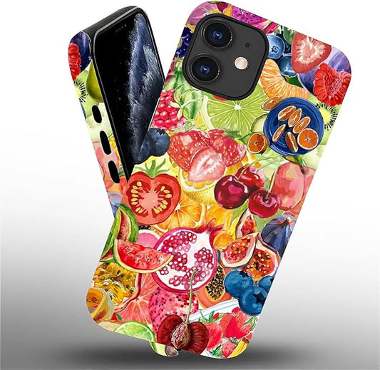 Case for iPhone 11,Summer Fruit Collage for Woman Men Full Body Protective Cover Shockproof 2 in 1 Silicone + Hard PC Case for iPhone 11