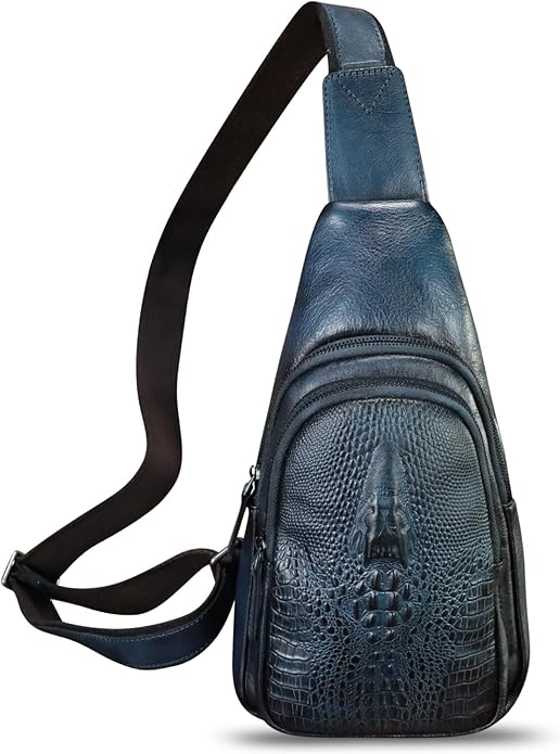 Genuine Leather Silng Bag for Women and Men Real Leather Sling Backpack Chest Purse Shoulder Crossbody Bag