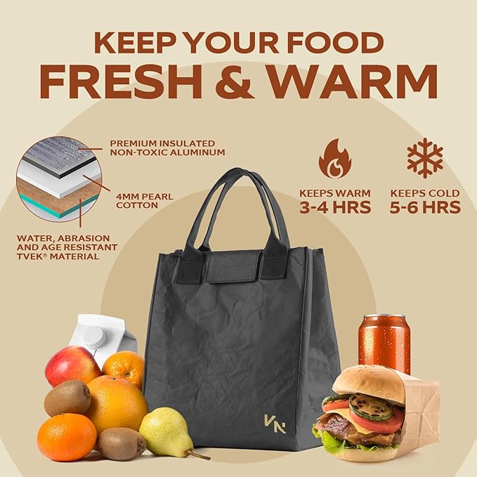 VonNova Women’s Insulated Lunch Bag with Premium 4mm Cooler Insulation, Cute Large 7L Lunch Tote for Office, Durable Small Lunch Box for Women, Stylish Lunchbox for Adults, Teens, Nurses, Teachers