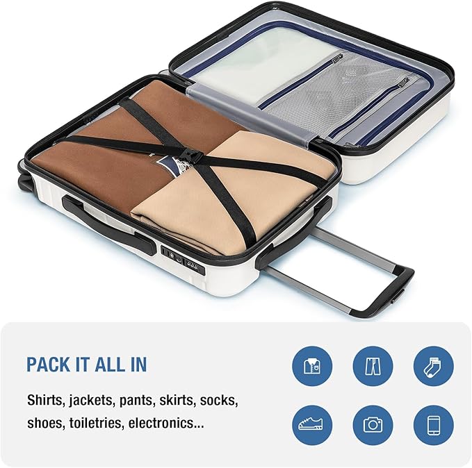 KYME Carry On Luggage 22x14x9 Airline Approved with TSA Lock Hard Shell Carry On Suitcase Lightweight Suitcases with Wheels Small Luggage for Men Women,Carry-On 20 Inch,White
