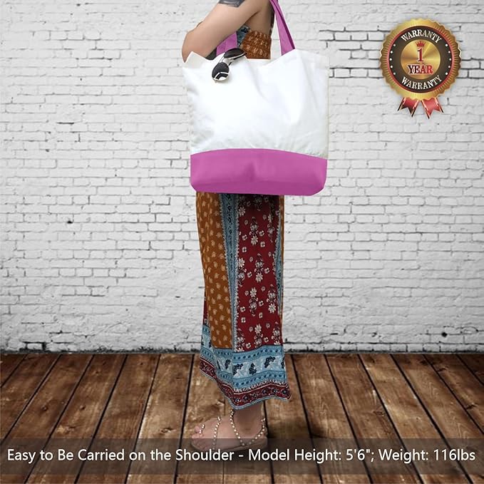 TOPDesign 3-Pack Super Strong Large 12oz Cotton Canvas Tote Bags, Reusable Grocery Shopping Cloth Bags, Fashionable Two-Tone Totes for Crafts, DIY Your Creative Designs