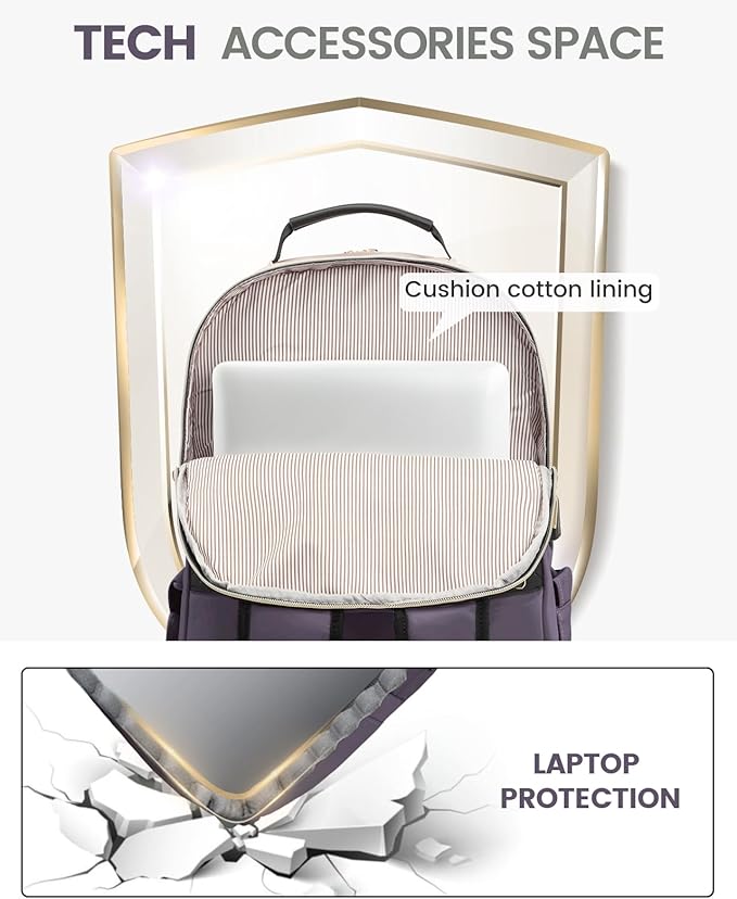 LOVEVOOK Laptop Backpack for Women, Large Capacity Travel Computer Work Bag with 17-inch Laptop Compartment, Business Nurse Backpack Purse, Hiking Outdoor Carry On Backpack, Purple Grey