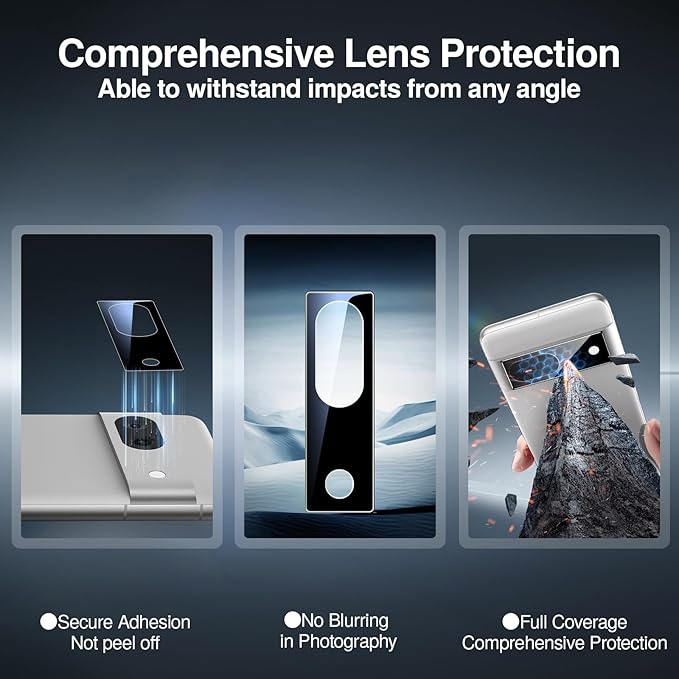 SMARTDEVIL [3+3 Pack for Google Pixel 8 Screen Protector with Camera Lens Protector, Finger Print Reader Compatible, Fast & Easy Installation, Clear 9H Tempered Glass Film, Alignment Frame