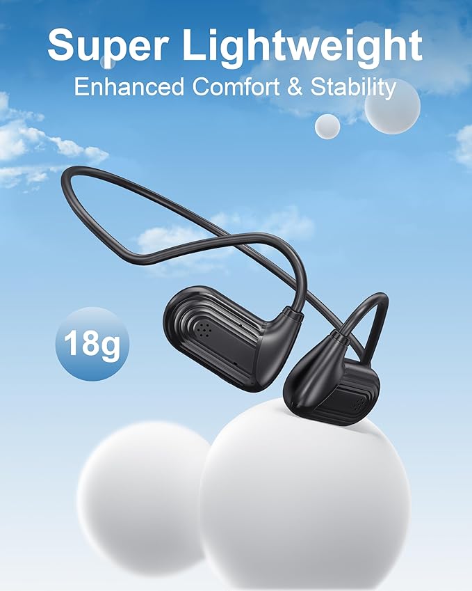 WamGra Open Ear Headphones,Bluetooth 5.3 Wireless Air Conduction Headphones Sport Earbuds,Powerful Sound, IPX5 Waterproof,10H Playtime,Clear Calls,18g Lightweight Earphones for Running & Cycling