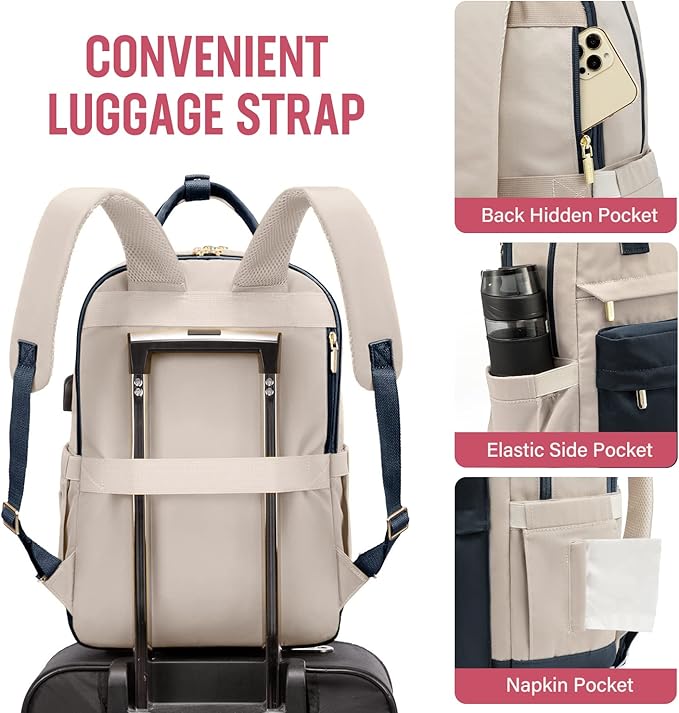 LOVEVOOK Laptop Backpack for Women 15.6 Inch Laptop Bag with USB Port, Fashion Waterproof Backpacks Teacher Nurse Stylish Travel Bags Vintage Daypacks for College Work