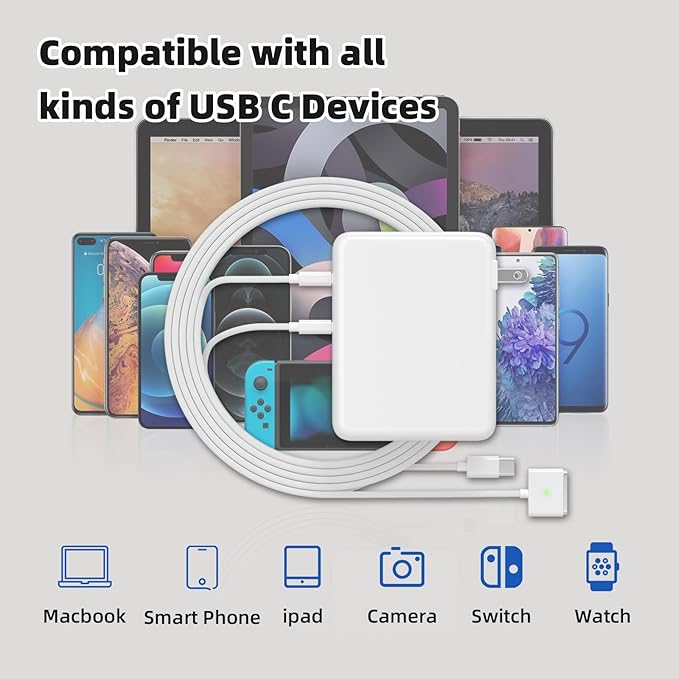 Mac Book Pro Charger, Csevanli 280W USB C Charger Fast Charger Adapter Compatible with MacBook pro/Air 13, 14, 15, 16 inch, ipad Pro,Samsung Galaxy and All USB C Device (2 Cables Included)