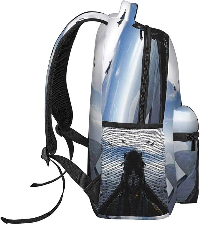 Backpack Fighter Pilot Plane Travel Laptop Backpacks College Ruckasck Daypack Airplane School Bag for Boys Girls Teenager Men Women