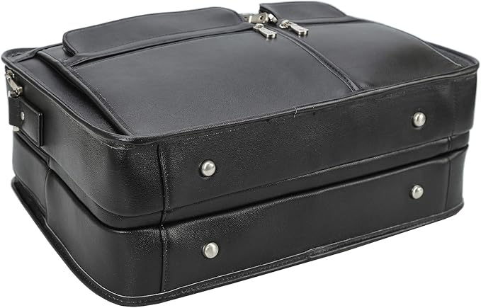 Polare 17'' Napa Leather Briefcase Laptop Attache Case Messenger Bag For Men Fits 15.6'' Laptop