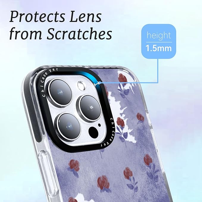 for iPhone 14 Pro Case, Vintage Watercolor Rose Pattern, Military-Grade Drop Protection, Cute Soft Slim TPU Protective Cover with Camera Lens Protection for Women & Girls