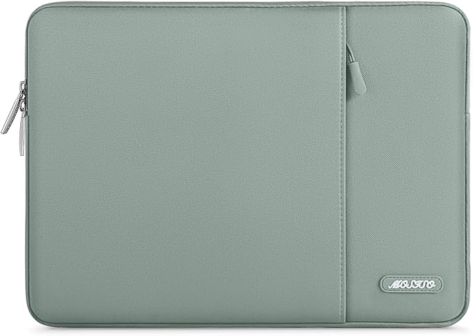 MOSISO Laptop Case 13.3 inch, 13-13.3 inch Laptop Sleeve Compatible with MacBook Air/Pro 13 / Pro 14, HP Dell ASUS Lenovo Notebook, Polyester Vertical Computer Sleeve Bag with Pocket, Antique Green