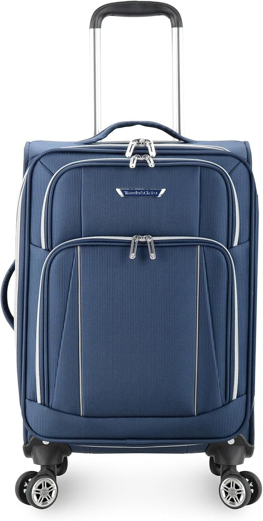 Traveler's Choice Lares Softside Expandable Luggage with Spinner Wheels, Navy, Carry-On 22-Inch