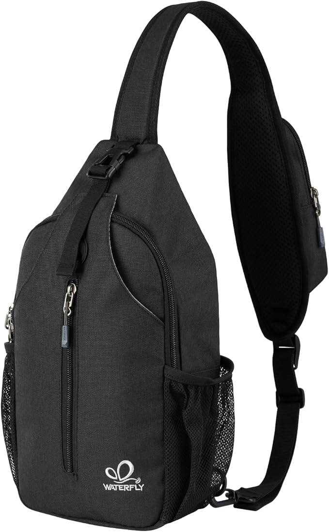 WATERFLY RFID Crossbody Sling Backpack Sling Bag Travel Hiking Chest Bag Daypack