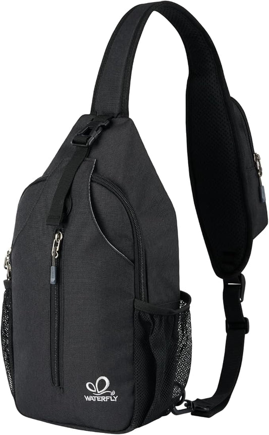 WATERFLY RFID Crossbody Sling Backpack Sling Bag Travel Hiking Chest Bag Daypack