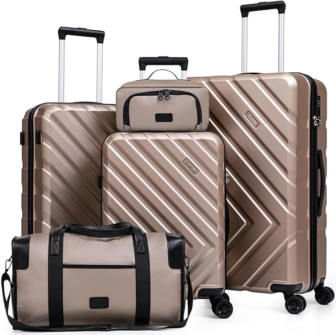 Luggage Sets 5 Piece, Suitcases with Wheels, ABS Hard Case Luggage with TSA Lock Spinner Wheels, Carry On Luggage Set(5 Piece Sets (20"/24"/28"/DB/TB))