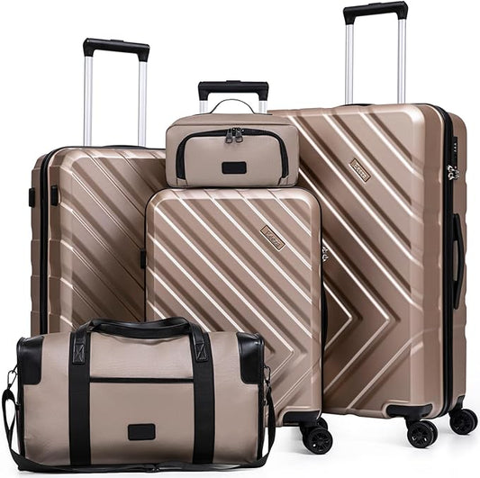 Luggage Sets 5 Piece, Suitcases with Wheels, ABS Hard Case Luggage with TSA Lock Spinner Wheels, Carry On Luggage Set(5 Piece Sets (20"/24"/28"/DB/TB))