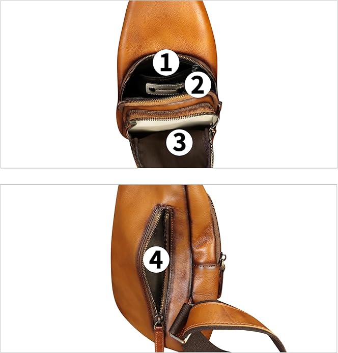 Genuine Leather Silng Bag for Women and Men Real Leather Sling Backpack Chest Purse Shoulder Crossbody Bag
