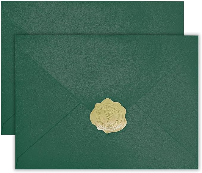 YINUOYOUJIA 50 PCS Pearl Green Envelopes A7,5 x 7 Green Shimmer Envelopes for Invitation,Perfect for Wedding Invitation Cards,Birthday RSVP Invite,5.25 x 7.25 inches