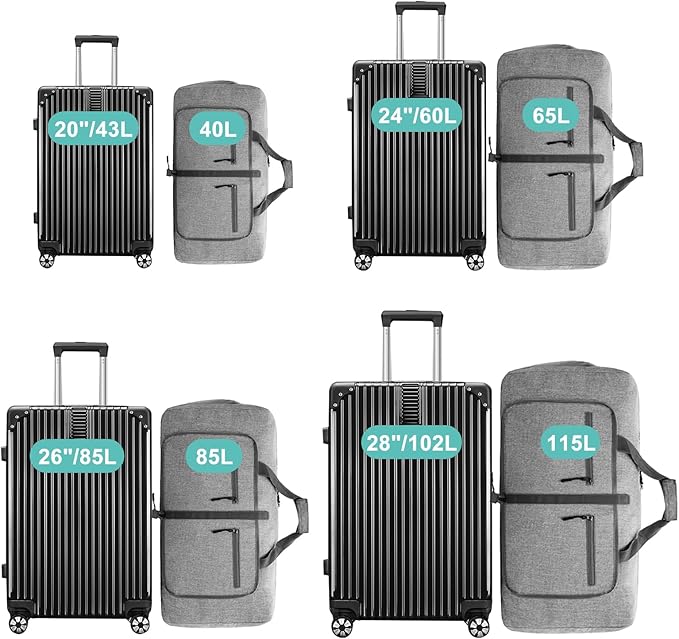 Dimayar 65L Travel Duffle Bag for Men Women - Foldable Duffel Bag with Shoes Compartment - Overnight Bags Waterproof & Tear Resistant(Gray)