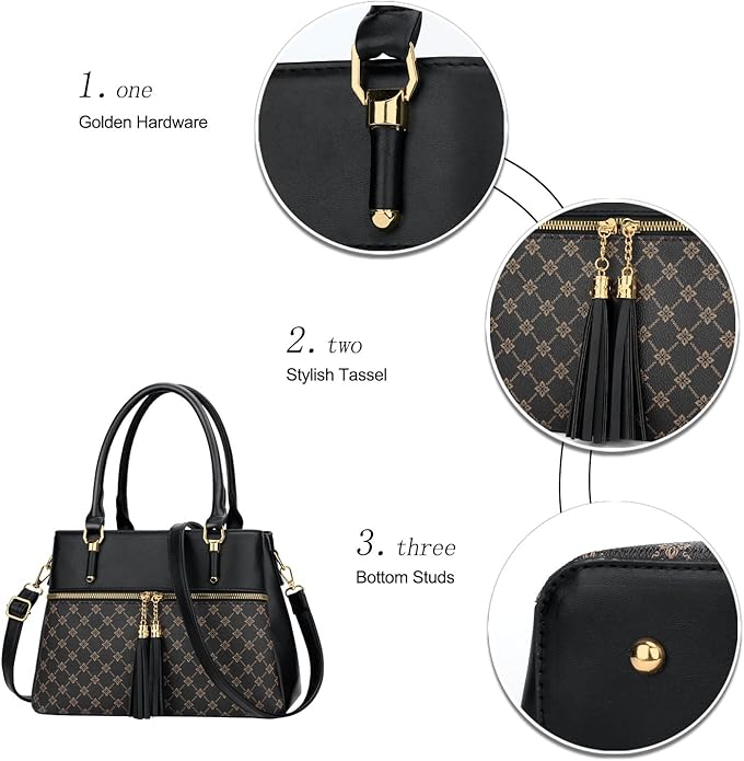 KKXIU Women Satchel Bags Handle Shoulder Handbags and Purses Pockets Zipper Leather Crossbody Bags