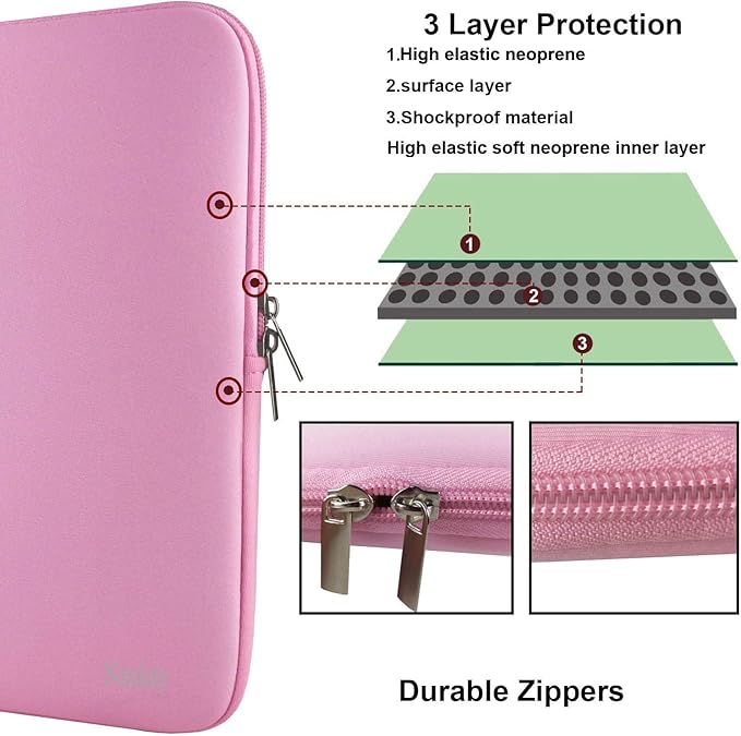 Laptop Case Sleeve, Resistant Neoprene Laptop Sleeve/Notebook Computer Pocket Case/Tablet Briefcase Carrying Bag Compatible with 13-13.3 Inch MacBook Pro,MacBook Air,Notebook Computer-(Pink)