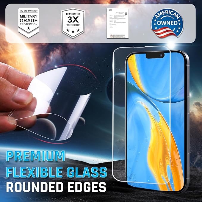 2 Pack Simple iPhone 16 Pro Max Screen Protector 9H Military Grade Scratch Fingerprint Resistance Anti-Glare Shatterproof Tempered Glass Anti-Spy Easy Installation Bubble Free