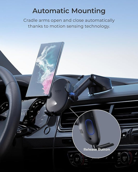 iOttie Auto Sense 2 Dash & Windshield Car Phone Holder with Qi Wireless Charging – Auto Clamping Phone Mount & Charger for iPhone, Google Pixel, Samsung Galaxy, Huawei, LG (Adapter Not Included)