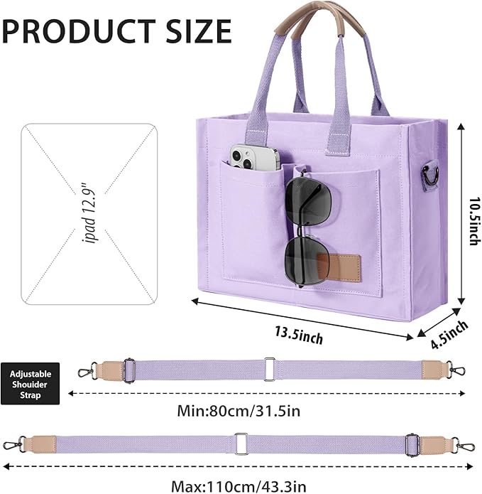 Tote Bags for Women Canvas Tote Purse Crossbody with Pockets Top Handle Shoulder Satchel Bag for Women