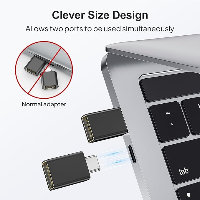 Elebase USB C to USB 3.0 Adapter 4 Pack,Type C Thunderbolt 4 to USB Converter,USBC Adapter for Keyboard,Mouse,Apple iMac,MacBook,iPad Air,Microsoft Surface,Samsung Galaxy S25 S24,Z Fold Flip 7,i17