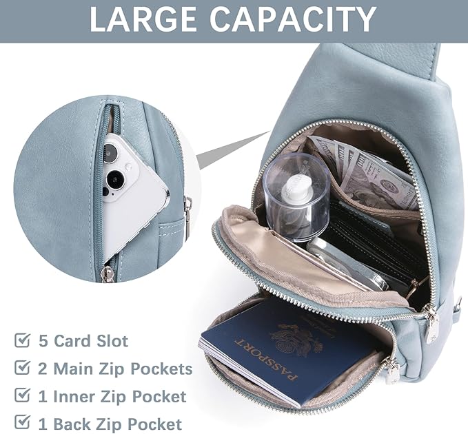 BOSTANTEN Sling Bag for Women Leather Crossbody Bag Vintage Cross Body Purse for Travel with Guitar Strap, Bohemian Style